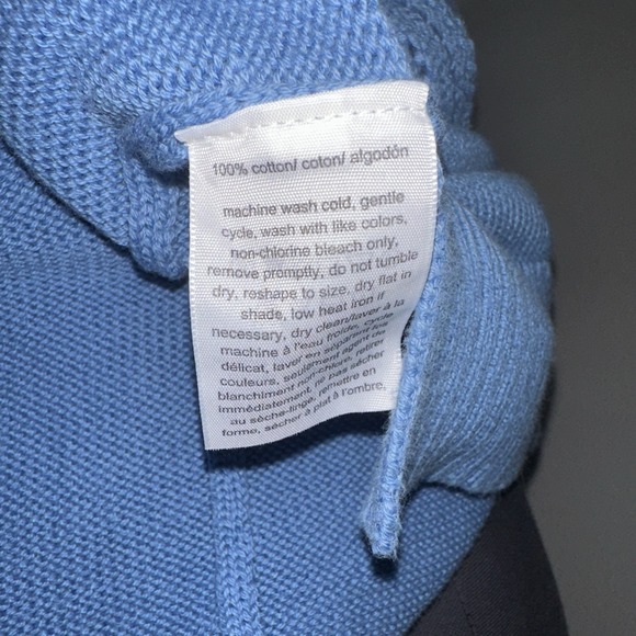 Tommy Hilfiger Womens Crochet Trim Sleeveless‎ Blouse Size L Knit Blue - Picture 10 of 12